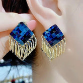 Premium Blue Fringe Earrings